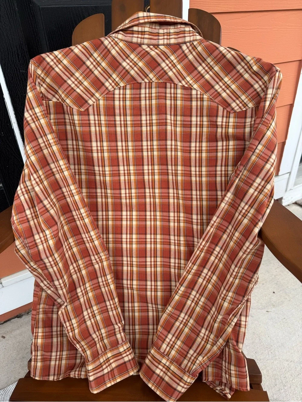 Levi's Men's unisex Orange and Cream Plaid Western Button-Down Shirt